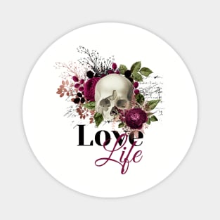 Love Life Skull Flowers Magnet